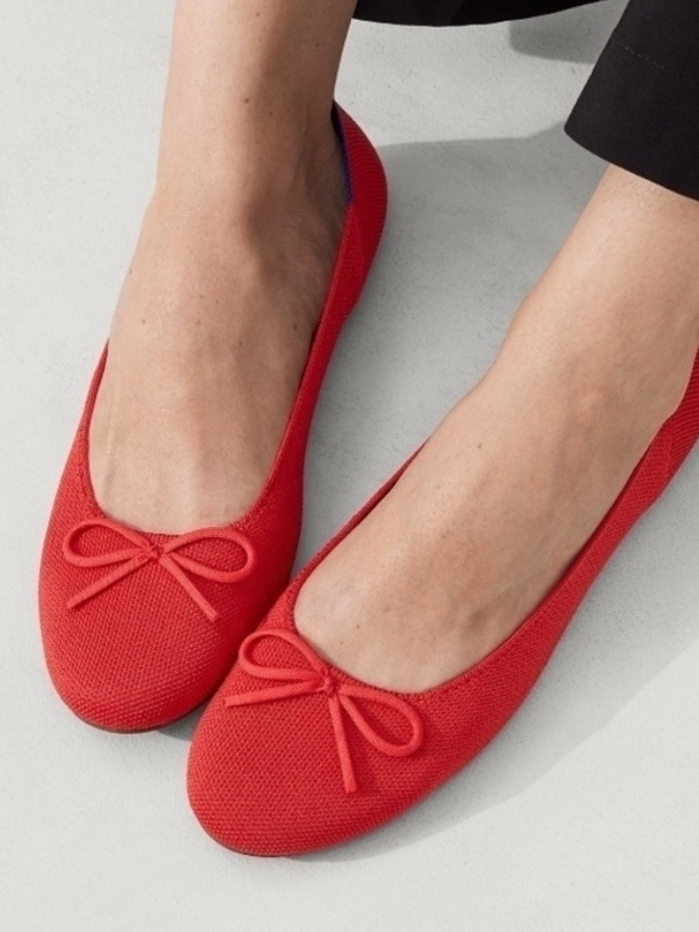 Rothy's The Ballet Flat 10 Round Toe Red Bow Slip On